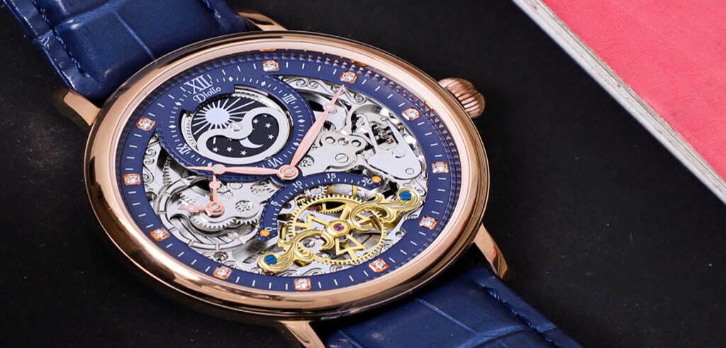 blue skeleton watch Diollo